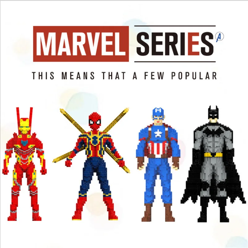 Marvel small particle building blocks puzzle assembly toy Spiderman Captain America figure model kit
Marvel small particle building blocks puzzle assembly toy Spiderman Captain America figure model kit
