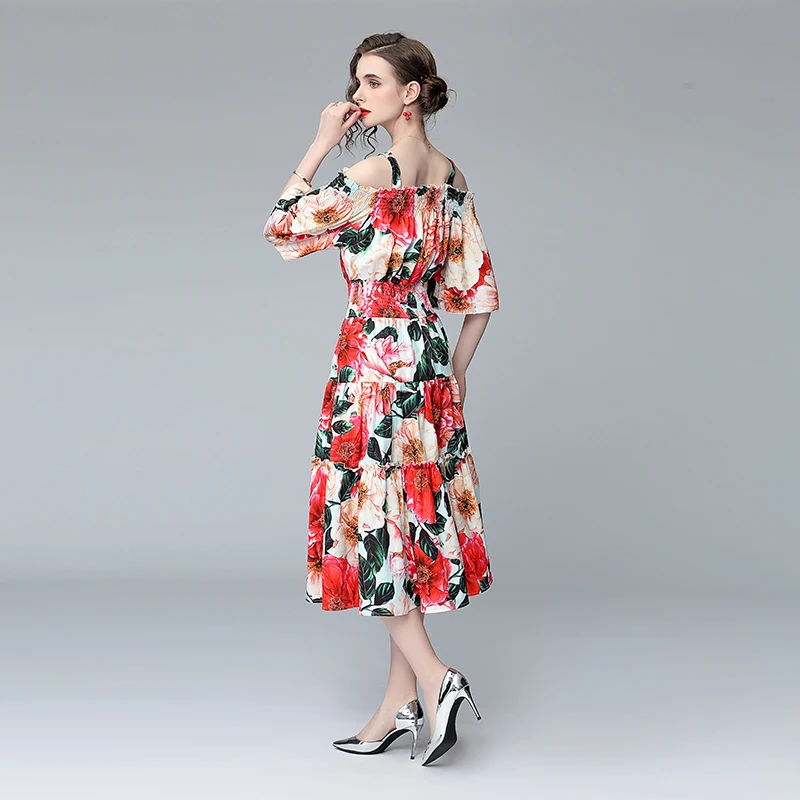Women Summer Designer Elegant Floral Print Dress Sexy Spaghetti Strap Ruffles Casual Party Ladies Beach Long Dress Vestidos
Women Summer Designer Elegant Floral Print Dress Sexy Spaghetti Strap Ruffles Casual Party Ladies Beach Long Dress Vestidos