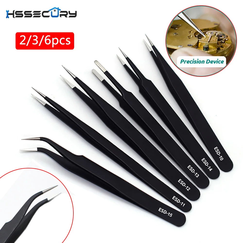 Anti-static ESD Stainless Steel Tweezers set Industrial Precision Curved Straight Tweezers Repair Tools Eyebrow tweezers 2/3/6pc
Anti-static ESD Stainless Steel Tweezers set Industrial Precision Curved Straight Tweezers Repair Tools Eyebrow tweezers 2/3/6pc