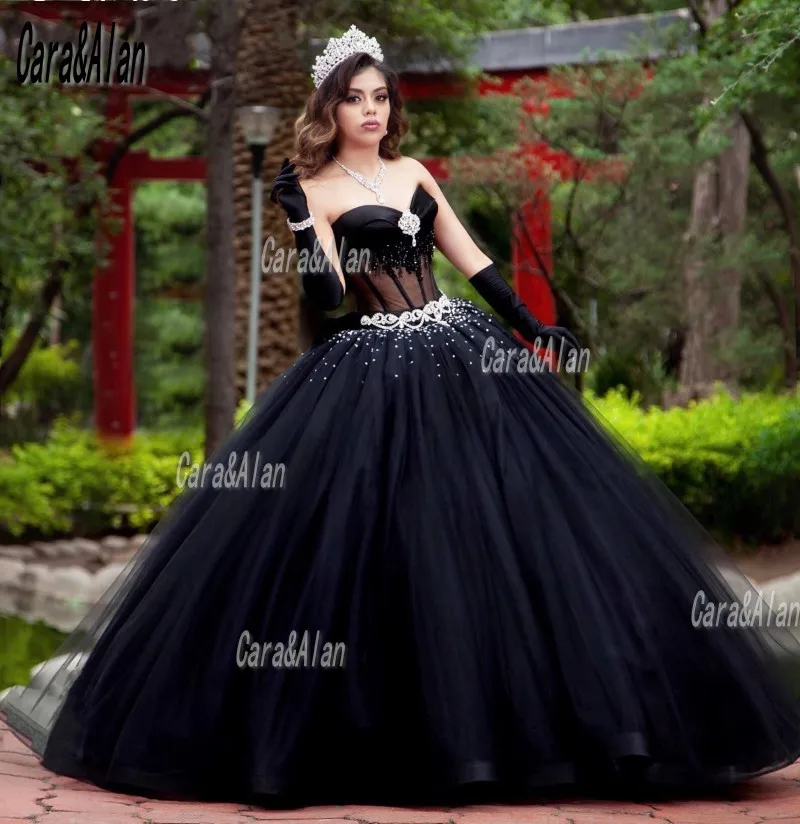 Elegant Corset Black Quinceanera Dresses Beading Sweetheart Charro Vestidos De XV Años Tulle Sweet 16 Prom Gowns
Elegant Corset Black Quinceanera Dresses Beading Sweetheart Charro Vestidos De XV Años Tulle Sweet 16 Prom Gowns