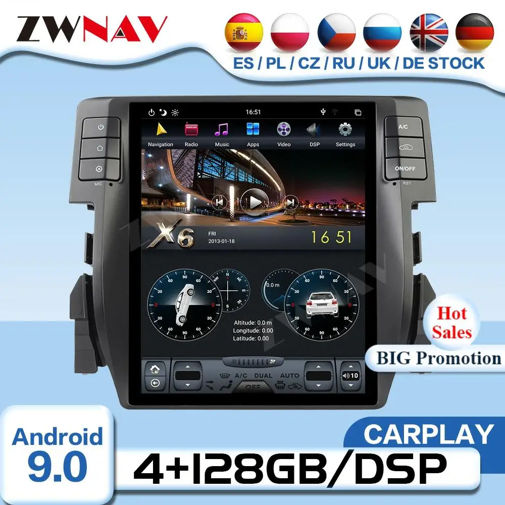 128G Carplay Tesla Screen Android Multimedia For Honda Civic 2016 2017 2018 2019 GPS Radio Receiver Auto Audio Stereo Head Unit
128G Carplay Tesla Screen Android Multimedia For Honda Civic 2016 2017 2018 2019 GPS Radio Receiver Auto Audio Stereo Head Unit