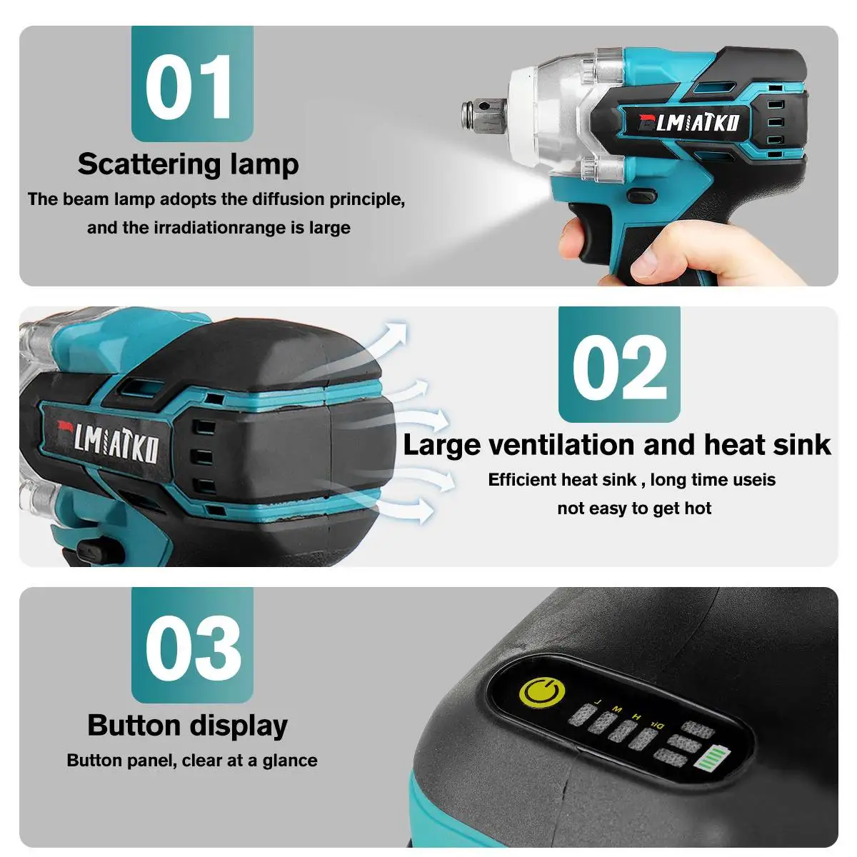 BLMIATKO 588V Upgrade 4 Speed Brushless Cordless Electric Impact Wrench with 2 Battery Rechargeable 1/2inch Wrench Power Tools
BLMIATKO 588V Upgrade 4 Speed Brushless Cordless Electric Impact Wrench with 2 Battery Rechargeable 1/2inch Wrench Power Tools
