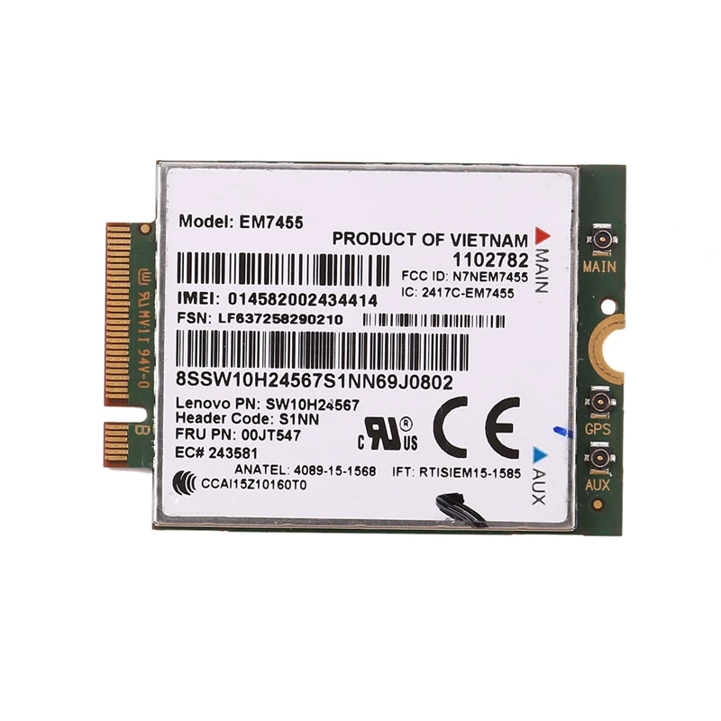 EM7455 WiFi карта 00JT547 4G LTE модуль 4G карта для ноутбука Thinkpad T460 T460S T560 X1 Carbon P70 P50 X260
EM7455 WiFi карта 00JT547 4G LTE модуль 4G карта для ноутбука Thinkpad T460 T460S T560 X1 Carbon P70 P50 X260