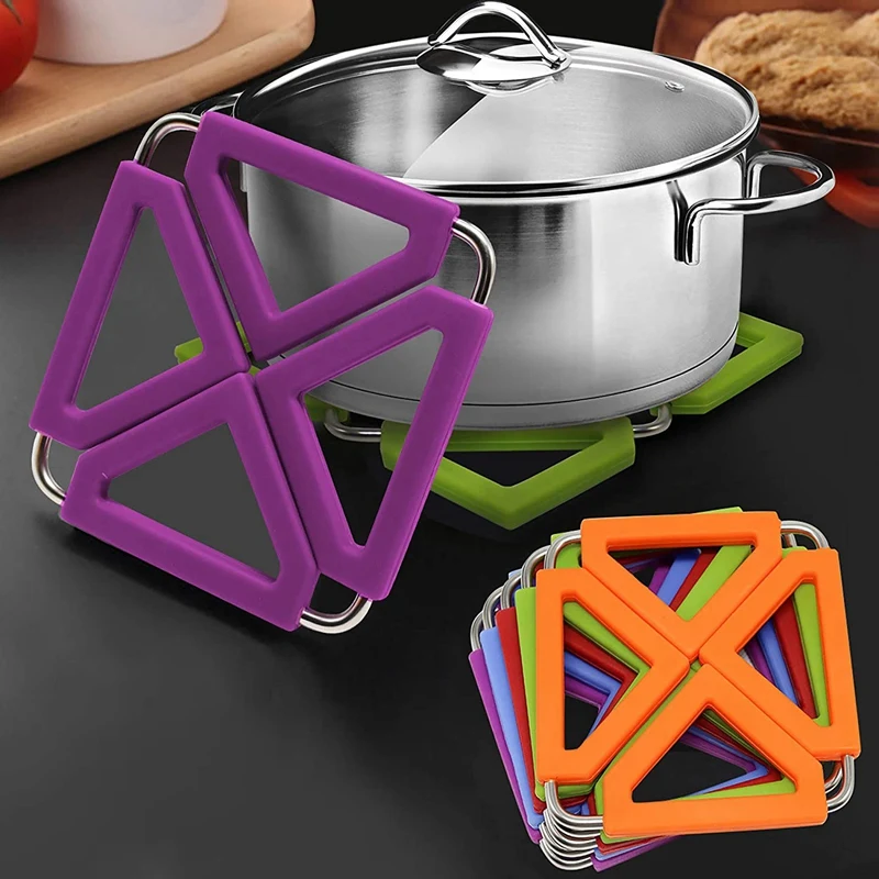 5 Pack Silicone Trivet Mat Expandable Pot Holder with Stainless Steel Frame,Kitchen Coasters Placemat for Hot Pans Bowls
5 Pack Silicone Trivet Mat Expandable Pot Holder with Stainless Steel Frame,Kitchen Coasters Placemat for Hot Pans Bowls