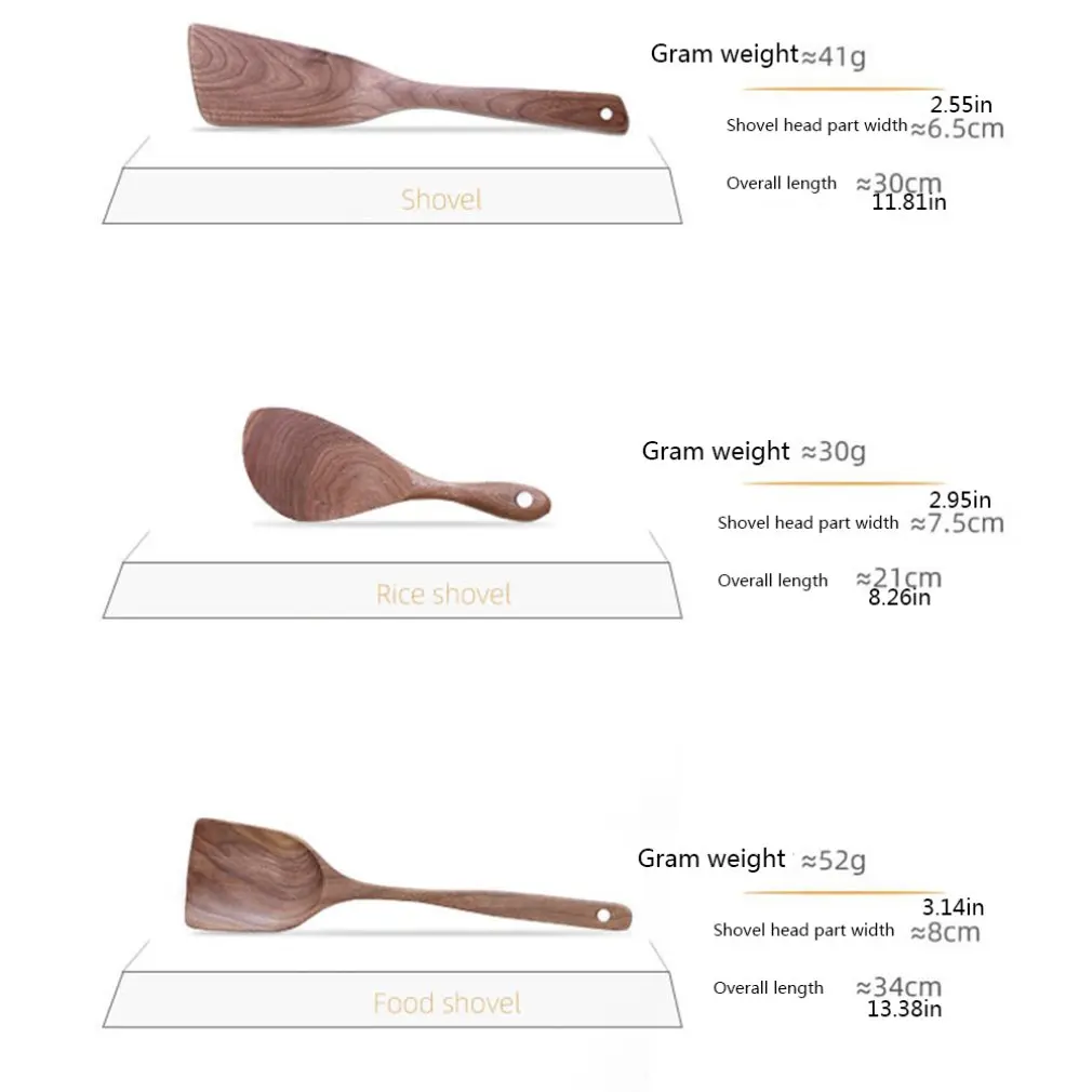 Retro Wooden Cooking Spoon Shovel Black Walnut Kitchenware Set Environmentally Friendly Durable Wood Shovel
Retro Wooden Cooking Spoon Shovel Black Walnut Kitchenware Set Environmentally Friendly Durable Wood Shovel