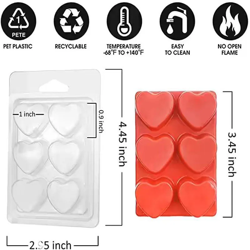 Wax Melt Mold, Wax Melt Molds Square /Round /Heart, 6 Cavity Clear Plastic Tray for Candle-Making
Wax Melt Mold, Wax Melt Molds Square /Round /Heart, 6 Cavity Clear Plastic Tray for Candle-Making