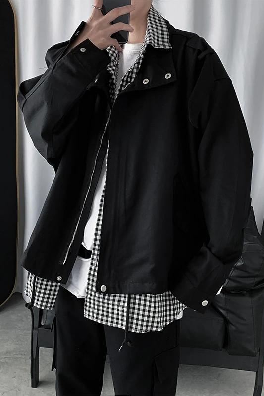 Fake Two-Piece Overalls Men's BF Hong Kong Style Trendy Stitching Casual Jacket Loose Spring and Autumn Fashion Brand Top
Fake Two-Piece Overalls Men's BF Hong Kong Style Trendy Stitching Casual Jacket Loose Spring and Autumn Fashion Brand Top
