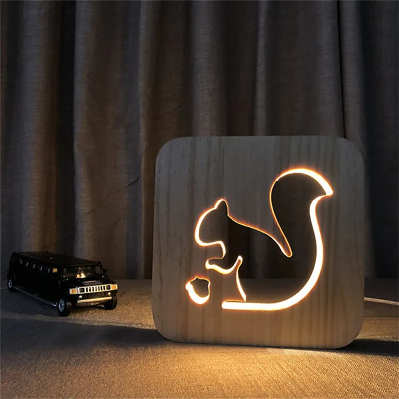 Warm White 3D Squirrel Wooden DIY Night Light Lovely Party Kid Desk Table Lamp LED Lighting Gift USB Decor Birthday Unique Gift
Warm White 3D Squirrel Wooden DIY Night Light Lovely Party Kid Desk Table Lamp LED Lighting Gift USB Decor Birthday Unique Gift