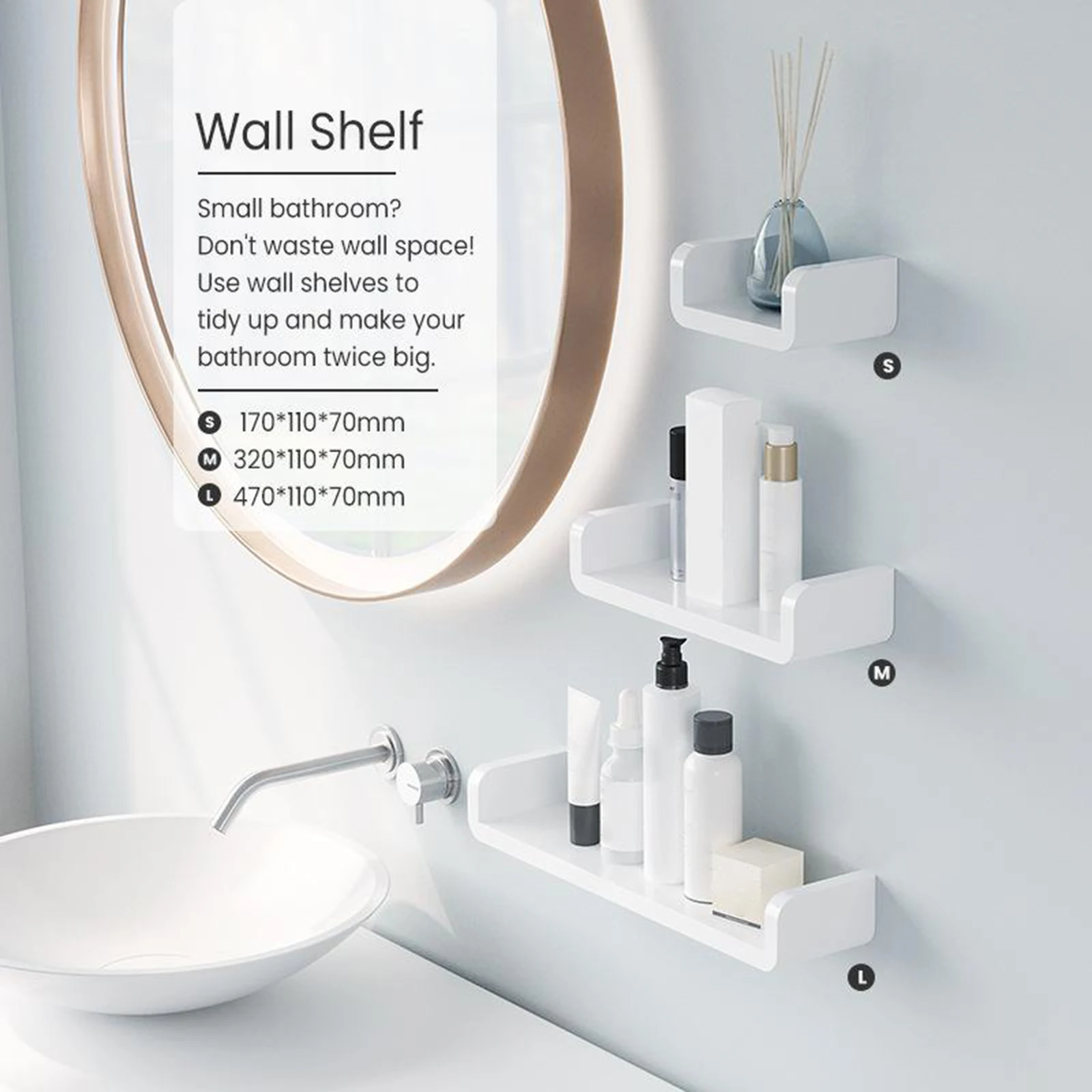 3 Sizes Adhesive Floating U Shelves White Non-Drilling Oranizer Holder Multi-Purpose Strong Hooks Wall Mounted Mop Accessories
3 Sizes Adhesive Floating U Shelves White Non-Drilling Oranizer Holder Multi-Purpose Strong Hooks Wall Mounted Mop Accessories