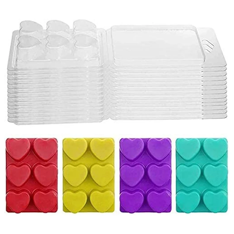 Wax Melt Molds Heart Shape - Clear Wax Molds Plastic Wax Melt Clamshells (100-Pack) 
Wax Melt Molds Heart Shape - Clear Wax Molds Plastic Wax Melt Clamshells (100-Pack)