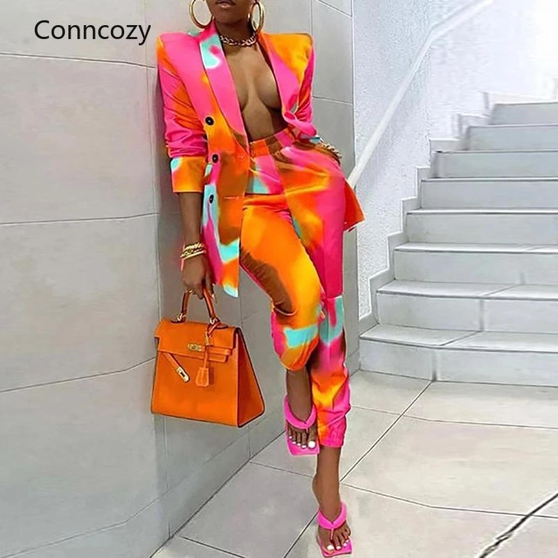 Women Sexy Elegant Turn-down Collar 2 Piece Set Fashion Pattern Printed Blazer Tops & Long Cargo Pants Office Lady Outfits 2021
Women Sexy Elegant Turn-down Collar 2 Piece Set Fashion Pattern Printed Blazer Tops & Long Cargo Pants Office Lady Outfits 2021