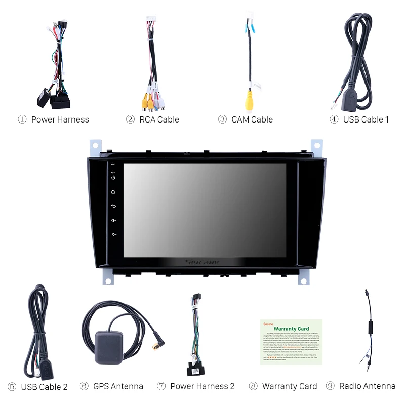 Seicane Android 10 0 автомобильное радио GPS 2 ГБ для Mercedes Benz C Class C55 / CLC W203 /CLK W209 /CLS W219 2004-2011 |