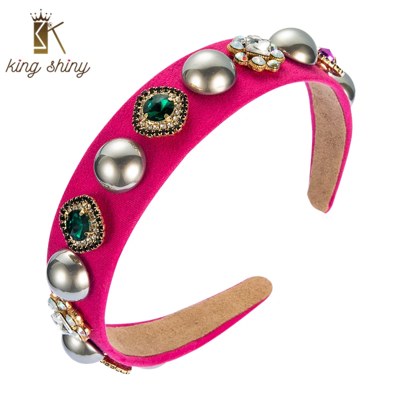 King Shiny Baroque Color Crystal Beaded Headband for Woman Vintage Imitation Pearl Solid Color Fabric Hairband Girls Party Tiara
King Shiny Baroque Color Crystal Beaded Headband for Woman Vintage Imitation Pearl Solid Color Fabric Hairband Girls Party Tiara