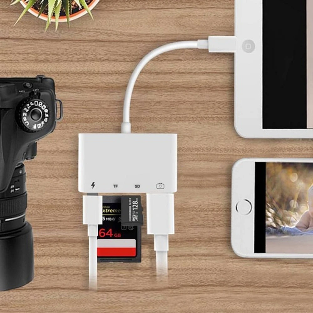 Four in One SD Card Reader OTG USB Cable Micro SD/TF Adapter Data Transfer Large current for Macbook Cell Phone iPhone | Мобильные