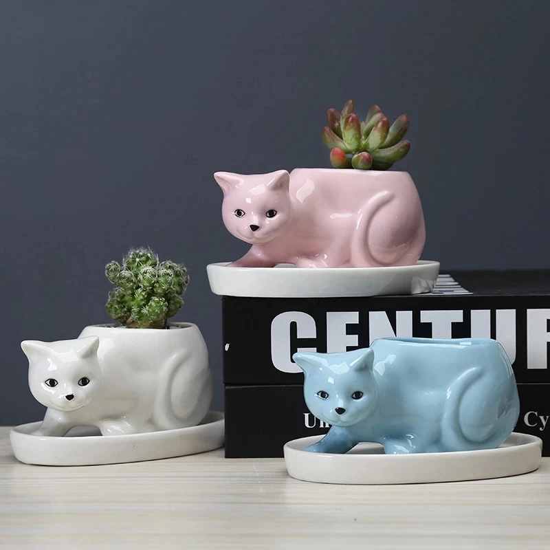 Korean Cute Cat Miniature Succulent Ceramic Flower Pot Artware Kitten Office Desktop Ornament Planter Home Creative Gardening
Korean Cute Cat Miniature Succulent Ceramic Flower Pot Artware Kitten Office Desktop Ornament Planter Home Creative Gardening