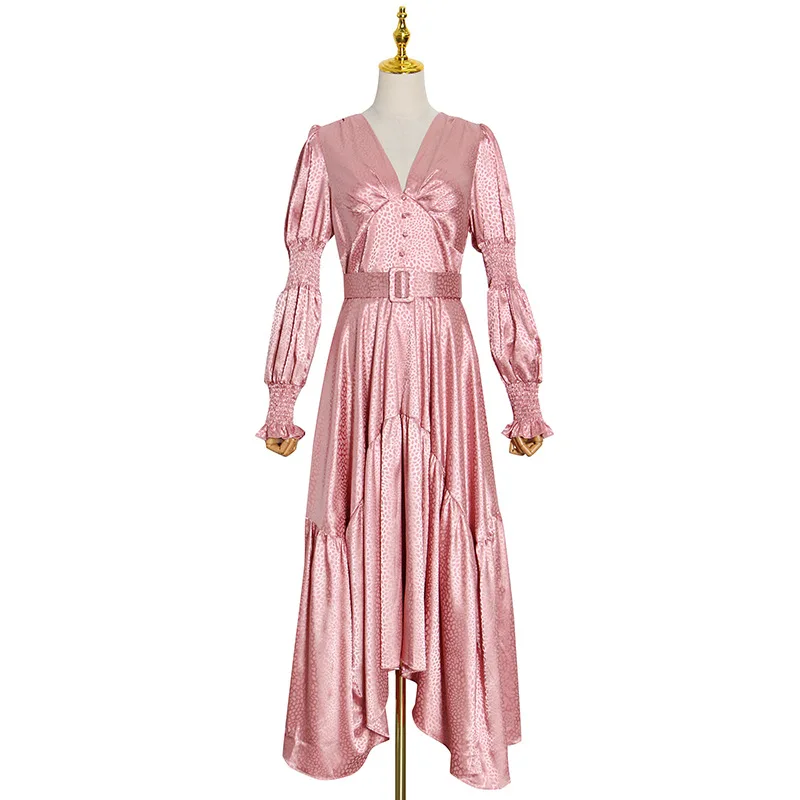 Winter new fashion temperament sexy v-neck bubble sleeve lace-up leopard irregular long dress
Winter new fashion temperament sexy v-neck bubble sleeve lace-up leopard irregular long dress