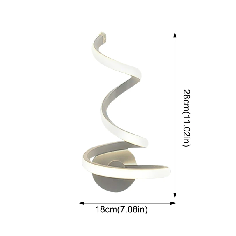 Modeen LED Spiral Wall Lamp Modern Bedside Lamp Bedroom Lamp Wall Lamp Wall Mount Metal Wall Lamp Bedside Room Bedroom J30