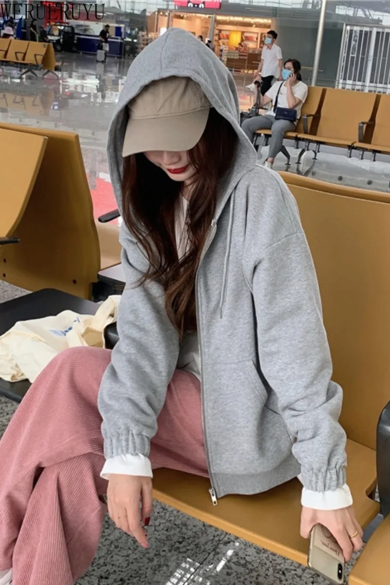WERUERUYU Autumn Winter Women Hooded Sweatshirt Long Sleeve Loose Casual Zipper Pockets Solid Jacket Coat Womens Sweatshirt
WERUERUYU Autumn Winter Women Hooded Sweatshirt Long Sleeve Loose Casual Zipper Pockets Solid Jacket Coat Womens Sweatshirt
