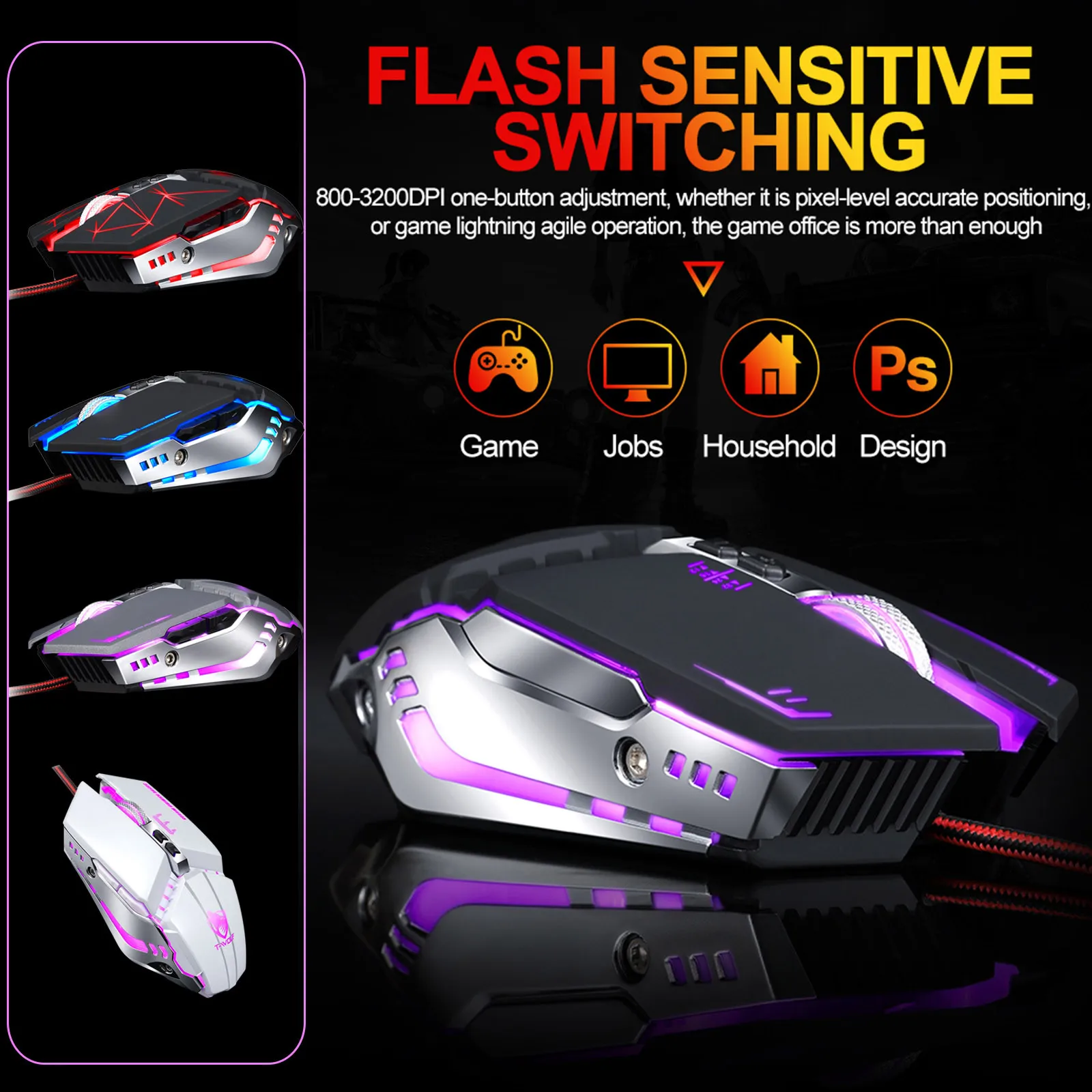 A4tech кровавый V 7 USB 3D проводной мыши 4 цвета 8 keys 3200 Точек на дюйм оптический