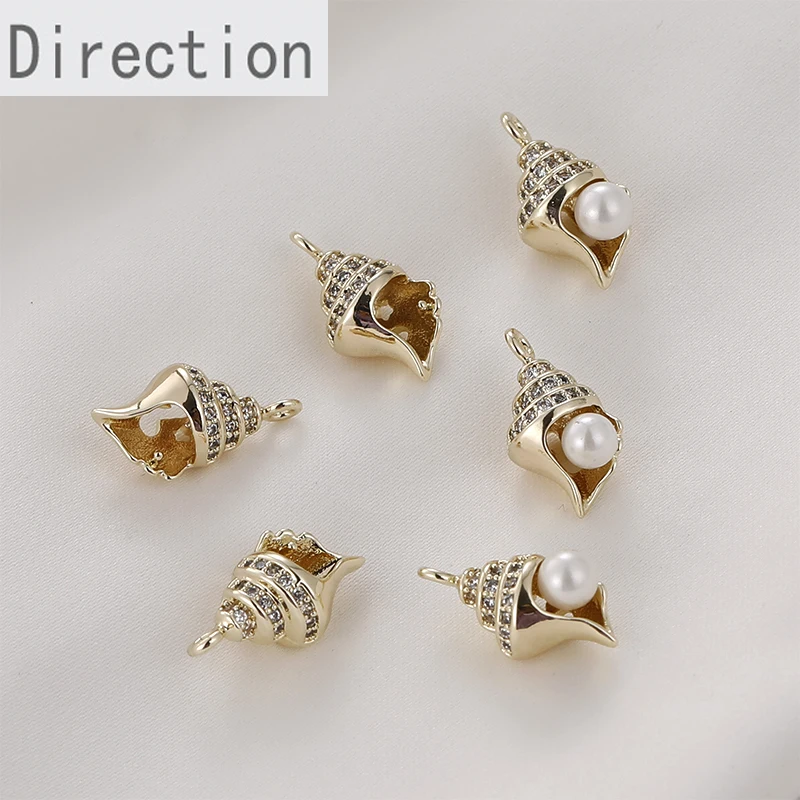 Copper-plated 14k gold-plated inlaid zircon diamond shell conch pendant diy bracelet necklace jewelry pendant accessory material
Copper-plated 14k gold-plated inlaid zircon diamond shell conch pendant diy bracelet necklace jewelry pendant accessory material