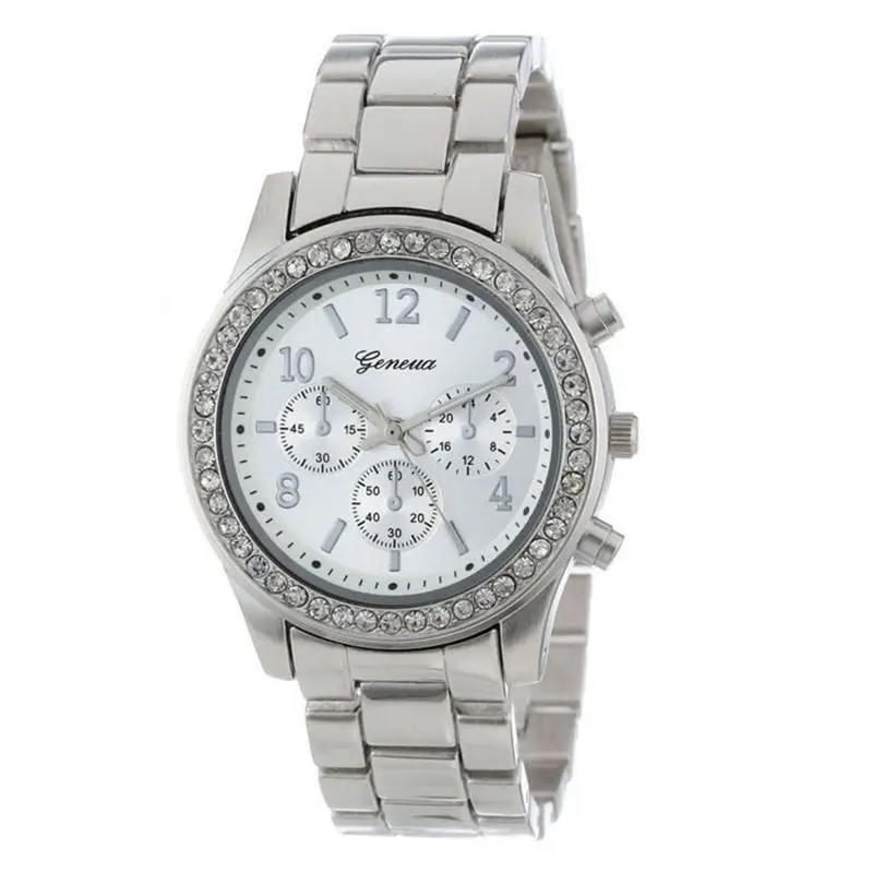 Pop Watches Women Rose Gold Faux Chronograph Quartz Watch Classic Round Ladies Vogue Crystals Clock Women Watches Montre Femme