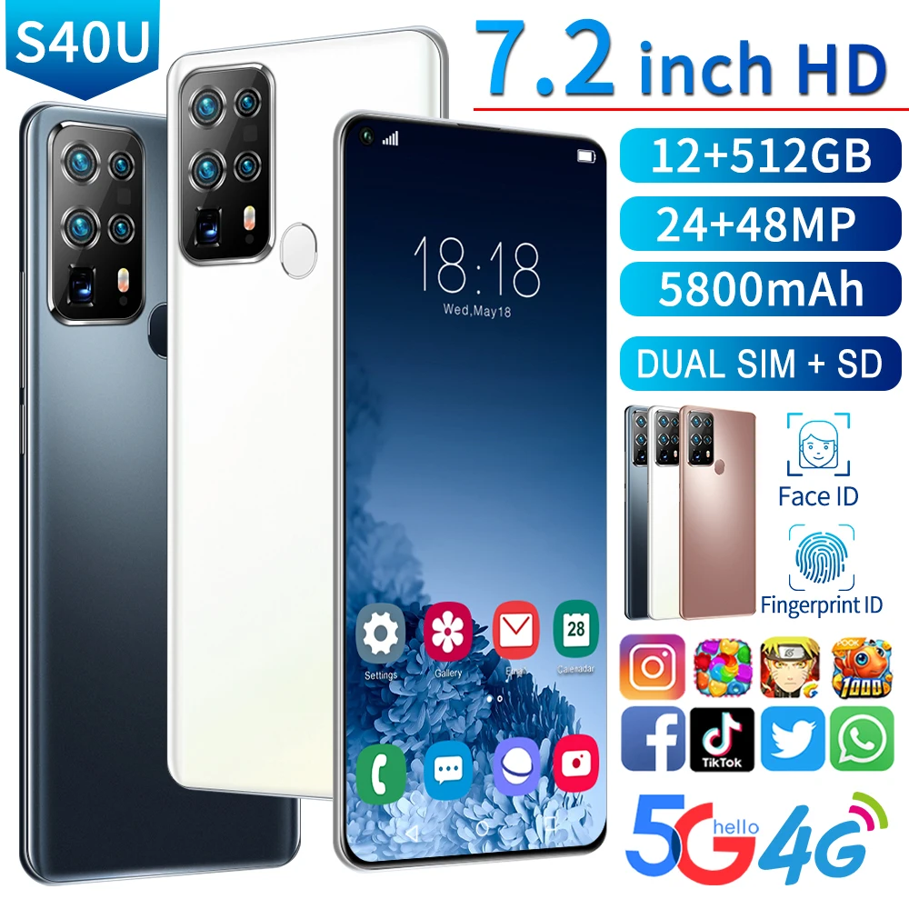 NEW Global Version S40U SmartPhone 7.2 Inch 10 Core MTK 6889 5800mAh 12+512GB Support Face recognition 5G Network Mobilephone
NEW Global Version S40U SmartPhone 7.2 Inch 10 Core MTK 6889 5800mAh 12+512GB Support Face recognition 5G Network Mobilephone