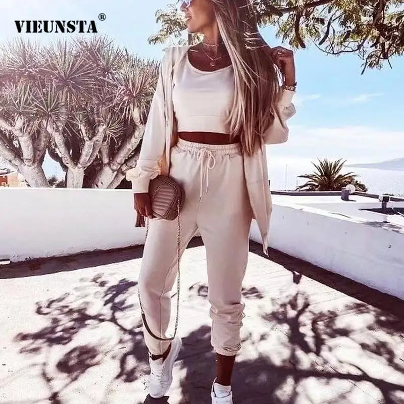 Autumn Fashion Vest Top+Zip-up Hooded Cardigan+Sport Pants Suits Casual Solid Women Tracksuit Three Piece Set Outfits Sportswear
Autumn Fashion Vest Top+Zip-up Hooded Cardigan+Sport Pants Suits Casual Solid Women Tracksuit Three Piece Set Outfits Sportswear