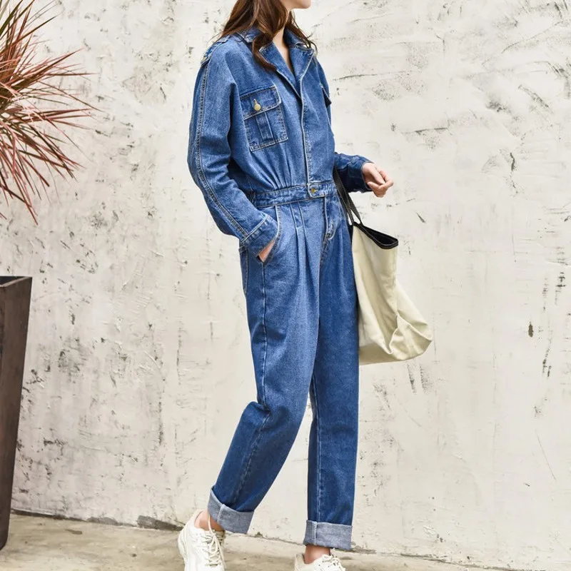 Spring Fashion Loose Fit Jeans Jumpsuit Women Rompers High Waist Denim Overalls Student Ankle-Length Pants Female Playsuits
Spring Fashion Loose Fit Jeans Jumpsuit Women Rompers High Waist Denim Overalls Student Ankle-Length Pants Female Playsuits