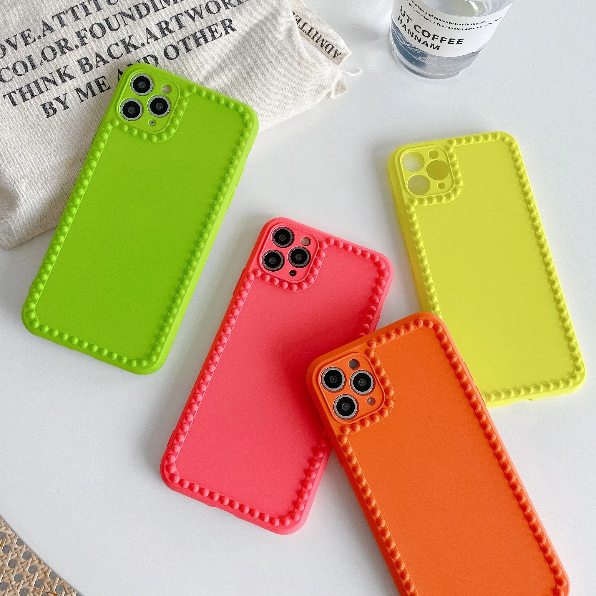 Симпатичный флуоресцентный чехол ins для телефона с 3D волнообразной точкой iphone X XR XS Max SE 2020 11 Pro 7 8 Plus 7Plus