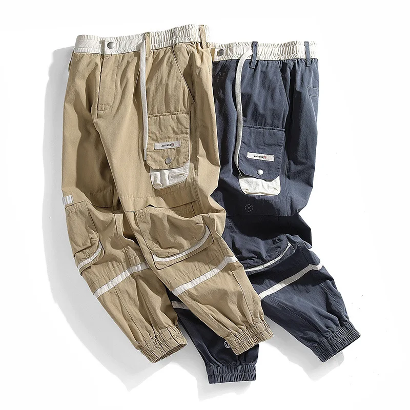 #7618 Khaki Grey Pencil Harem Pants Casual Cargo Pants Cotton Spliced Color Streetwear Hip Hop Trousers For Men Multi Pockets
#7618 Khaki Grey Pencil Harem Pants Casual Cargo Pants Cotton Spliced Color Streetwear Hip Hop Trousers For Men Multi Pockets