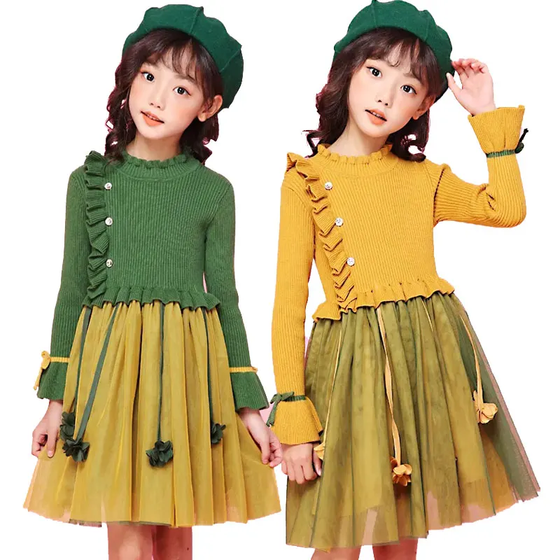 knitting Long Sleeves Girls Dress For Autumn Winter Casual Clothes Party Dress Princess Dress Vestido Infantil For 2-14 Years
knitting Long Sleeves Girls Dress For Autumn Winter Casual Clothes Party Dress Princess Dress Vestido Infantil For 2-14 Years