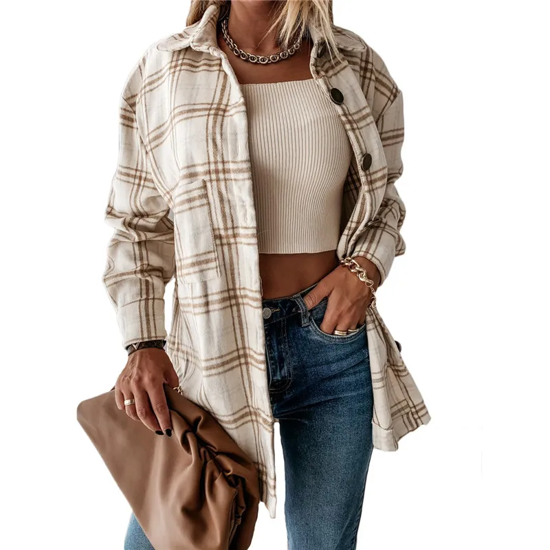 Plaid Jacket Women 2021 Autumn Winter New Fashion Loose Coat Casual Retro Long Sleeves Single-breasted Jacket Female LR1295
Plaid Jacket Women 2021 Autumn Winter New Fashion Loose Coat Casual Retro Long Sleeves Single-breasted Jacket Female LR1295