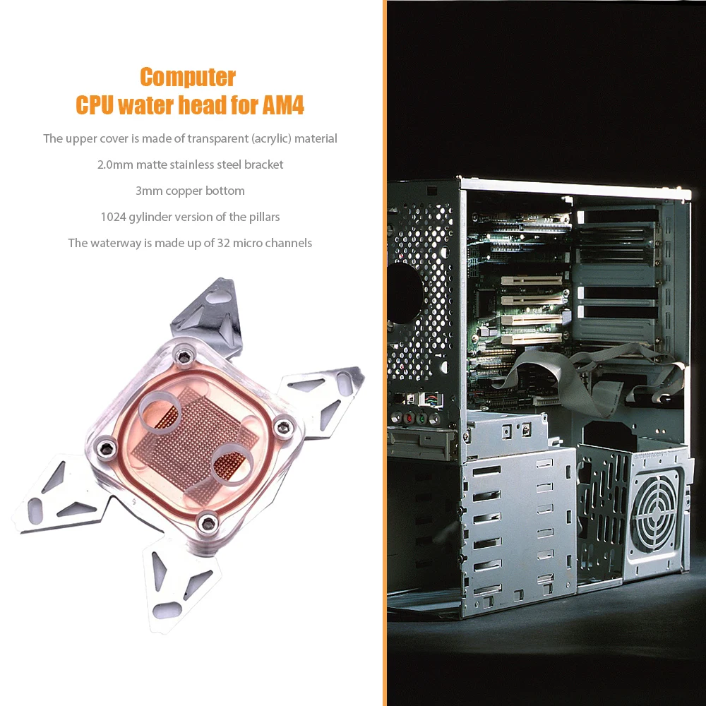 Computer CPU Cooler Water Cooling Block Copper Base Steel Plate POM Cover for LGA 1155 2011 AMD AM4 Fans Cooling
Computer CPU Cooler Water Cooling Block Copper Base Steel Plate POM Cover for LGA 1155 2011 AMD AM4 Fans Cooling