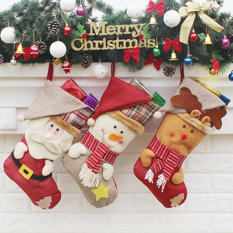 

Рождественские чулки с Санта-Клаусом, снежинками, лось, фотообои, новогодние, рождественские, рождественские, праздничные украшения