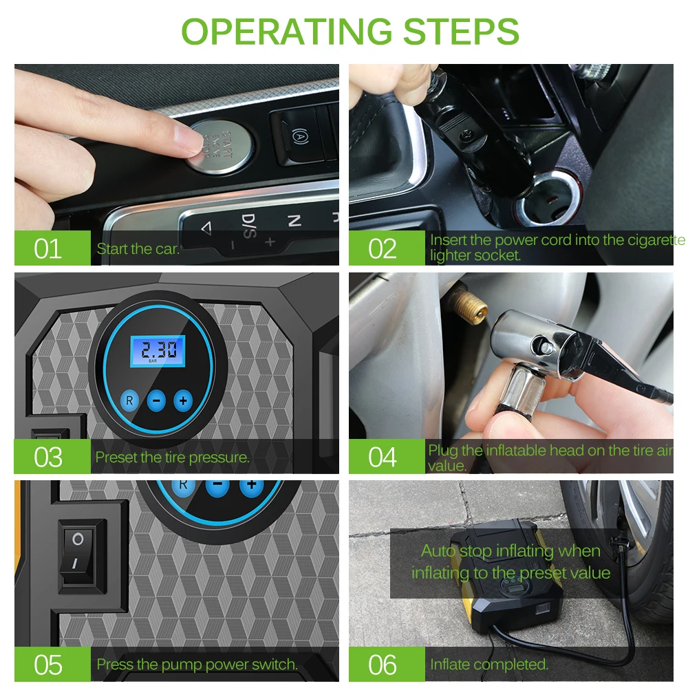 Digital Tire Inflator DC 12 Volt Car Portable Air Compressor Pump 150 PSI Car Air Compressor for Car Bicycles Motorcycles
Digital Tire Inflator DC 12 Volt Car Portable Air Compressor Pump 150 PSI Car Air Compressor for Car Bicycles Motorcycles