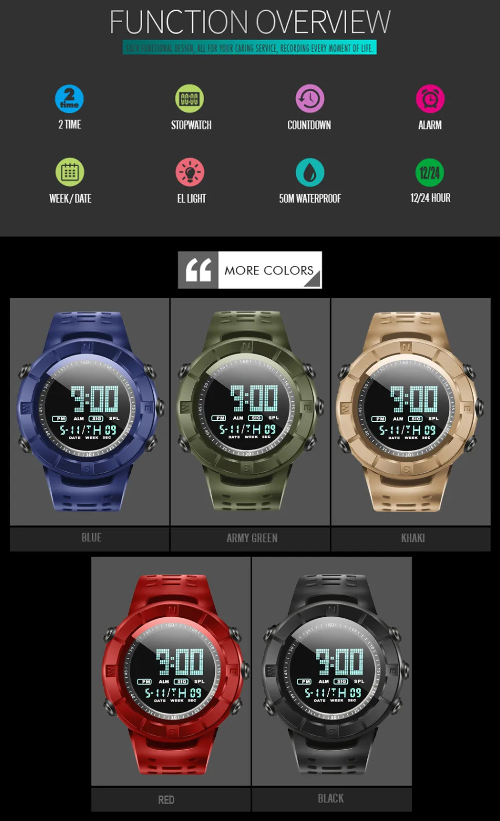 New Men Watch Analog LED Digital Date Alarm Waterproof Sport mens watch Waterproof Multifunction watches mens 2020 montre homme
New Men Watch Analog LED Digital Date Alarm Waterproof Sport mens watch Waterproof Multifunction watches mens 2020 montre homme