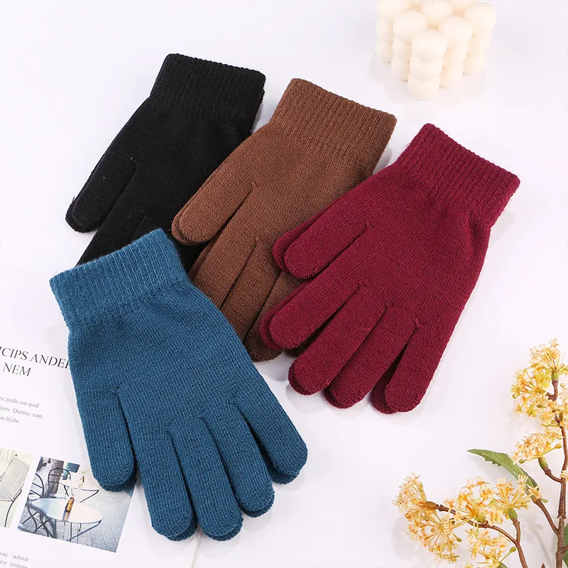 

Перчатки шерстяные однотонные для мужчин и женщин, теплые плотные вязаные перчатки, для осени и зимы, для взрослых, 2 пары