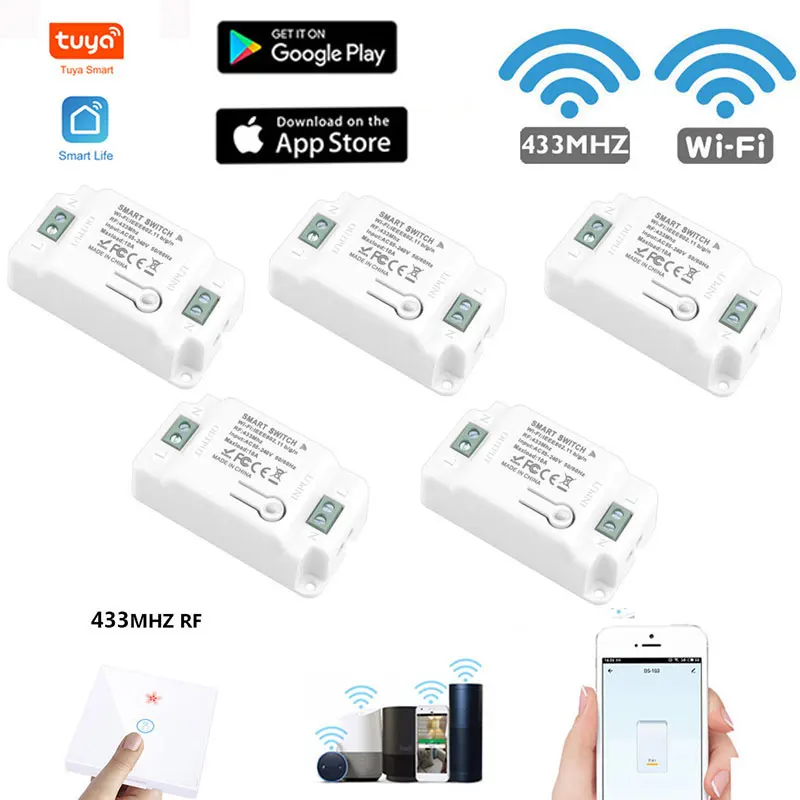 Умный модуль переключателя с поддержкой Wi-Fi 433 и Alexa Google Home, 5 шт.
Умный модуль переключателя с поддержкой Wi-Fi 433 и Alexa Google Home, 5 шт.