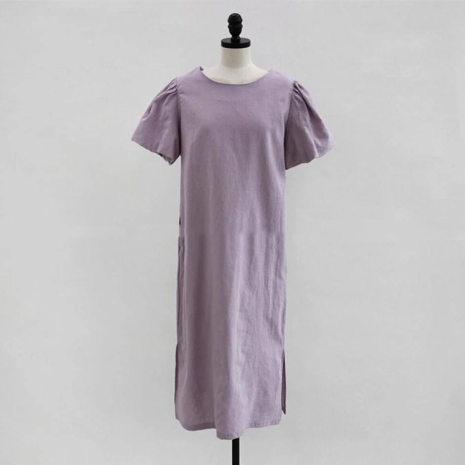 2021 Spring and Summer New Cotton Linen Short Sleeve Dress Korean Chic Loose Classic Japanese Comfortable A line Clothes 
2021 Spring and Summer New Cotton Linen Short Sleeve Dress Korean Chic Loose Classic Japanese Comfortable A line Clothes