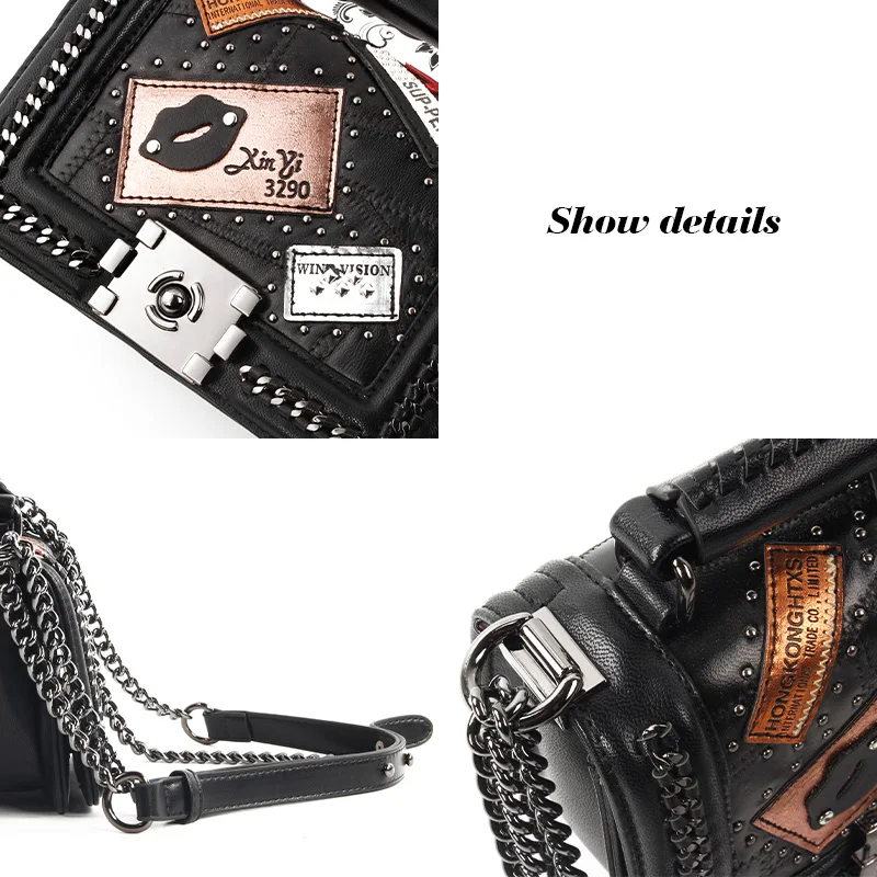 New Designer Fashion Women Retro Badge Shoulder Bags Square Vintage Lips Photo Metal Rivets Hasp Handbag Casual Messenger Bags 
New Designer Fashion Women Retro Badge Shoulder Bags Square Vintage Lips Photo Metal Rivets Hasp Handbag Casual Messenger Bags