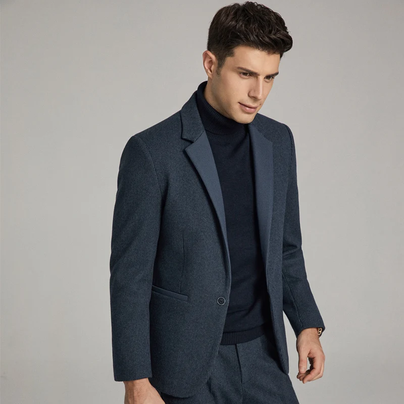 

Синий мужской смарт-Блейзер, приталенный мужской официальный костюм, Модный деловой повседневный костюм, мужские блейзеры BG50BS