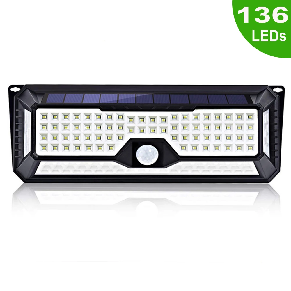 136LED 2000lm Солнечная наружная Водонепроницаемая инфракрасная лампа датчик тела