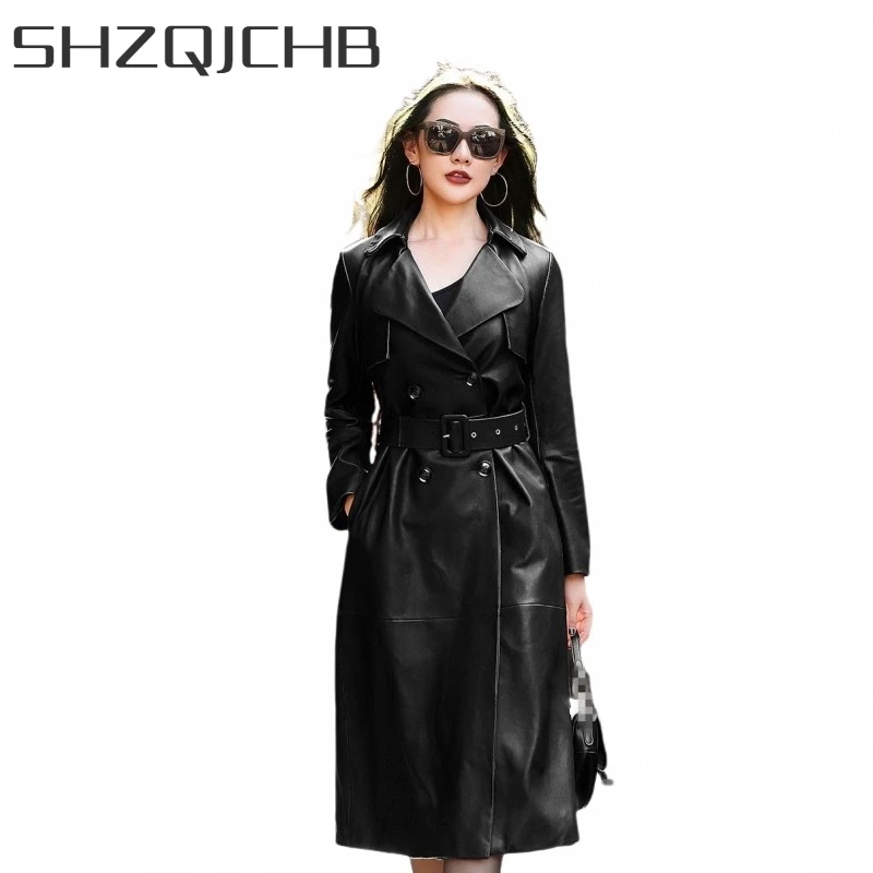 JCHB 2021 100% Genuine Leather Womens Jacket Belt Long Sheepskin Coat Female Spring Double Breasted Coats Slim Overcoat High Qu
JCHB 2021 100% Genuine Leather Womens Jacket Belt Long Sheepskin Coat Female Spring Double Breasted Coats Slim Overcoat High Qu