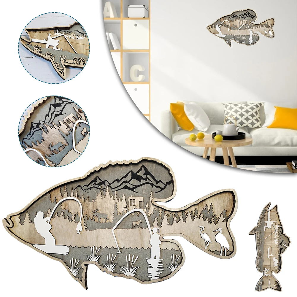 Wooden Hanging Ornament Father and Son Fishing Silhouette Art Bass Salmon Shape Wall Decor for Home Bar Restaurant Garden Decor
Wooden Hanging Ornament Father and Son Fishing Silhouette Art Bass Salmon Shape Wall Decor for Home Bar Restaurant Garden Decor