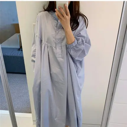 SuperAen 2021 Spring New Loose Plus Size Full Irregular Solid Shirt Puff Sleeve Mid-Calf Dresses for Women
SuperAen 2021 Spring New Loose Plus Size Full Irregular Solid Shirt Puff Sleeve Mid-Calf Dresses for Women