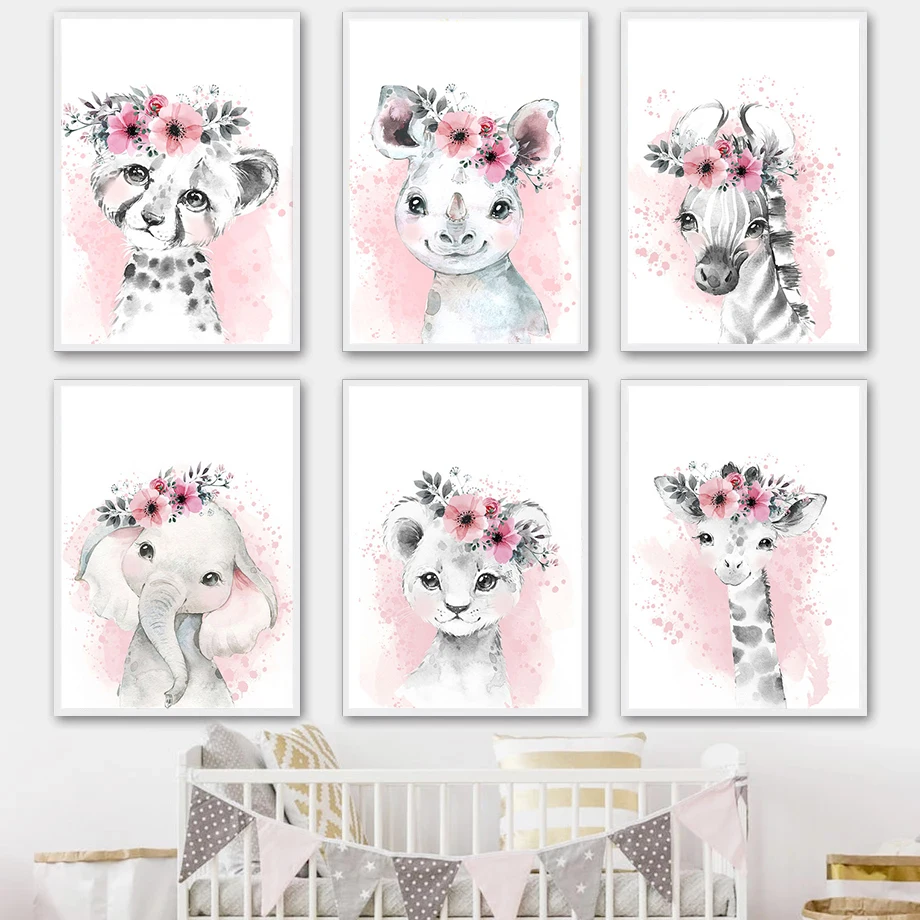 Watercolor Flower Zebra Elephant Lion Giraffe Wall Art Decor Canvas Painting Posters and Prints Wall Picture for Baby Room Decor 
Watercolor Flower Zebra Elephant Lion Giraffe Wall Art Decor Canvas Painting Posters and Prints Wall Picture for Baby Room Decor