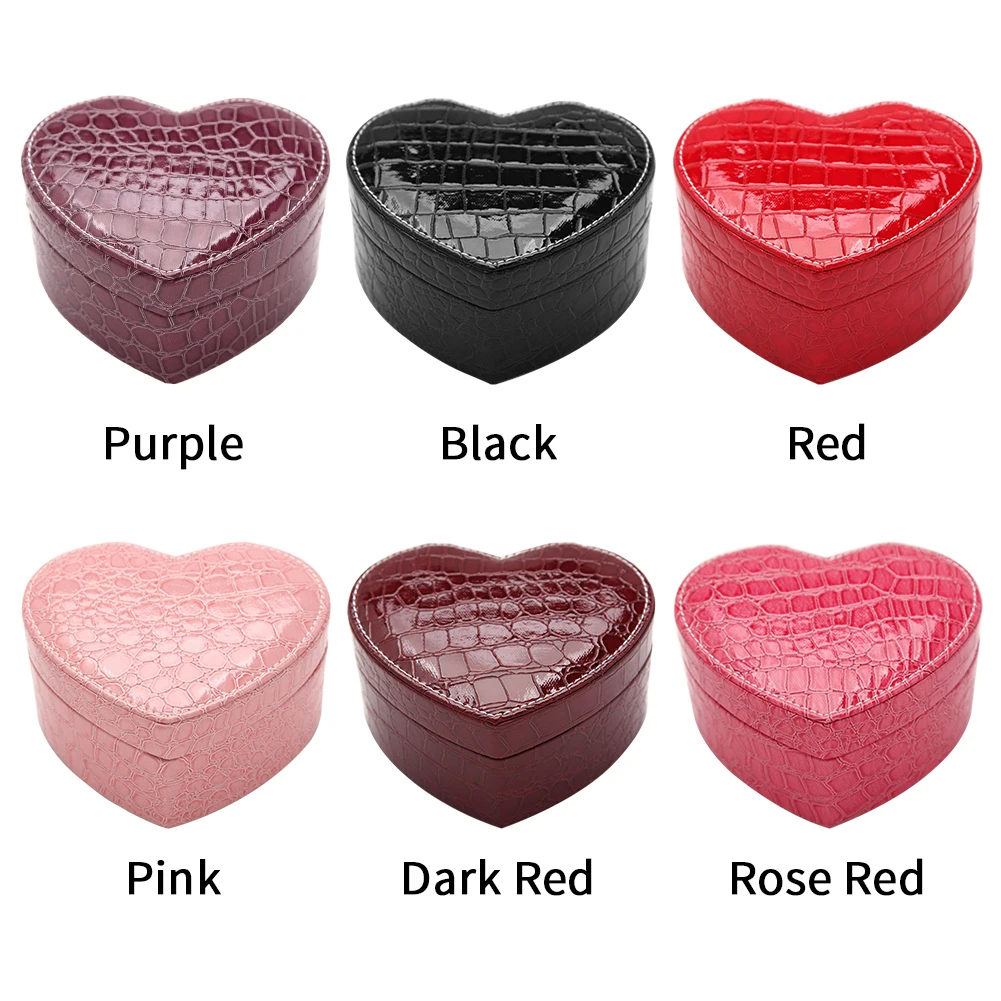 Heart Shape Valentine Day Protective Portable Jewelry Box For Earrings Rings Display Crocodile Pattern 2 Layers Gift With Mirror
Heart Shape Valentine Day Protective Portable Jewelry Box For Earrings Rings Display Crocodile Pattern 2 Layers Gift With Mirror