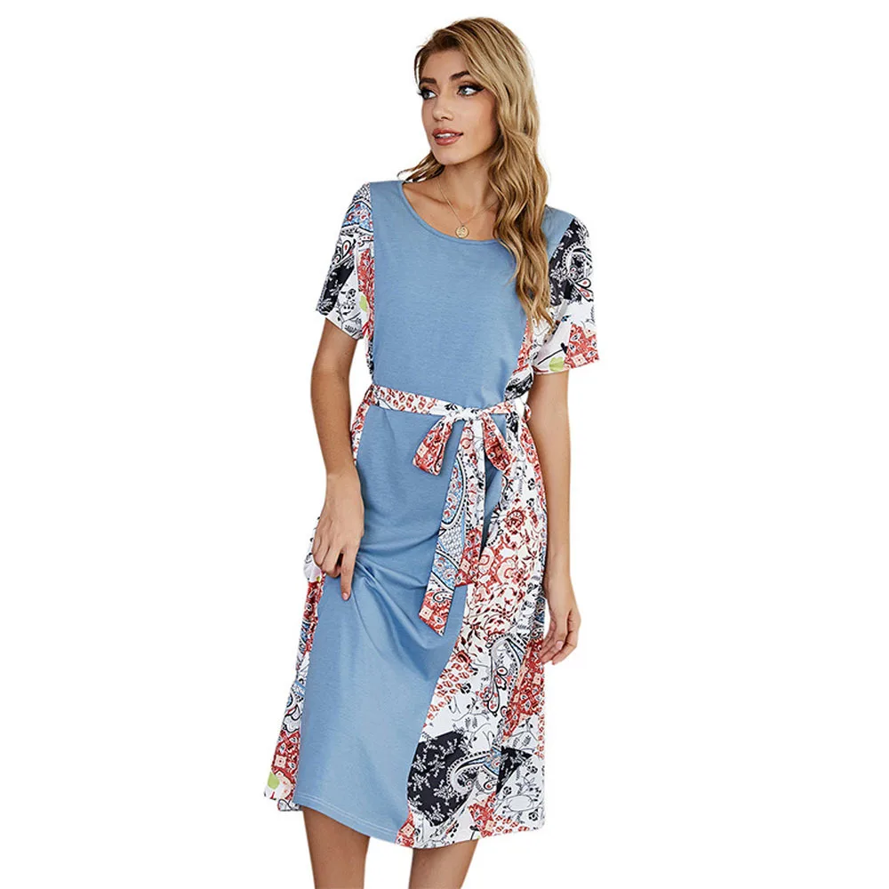 Casual Midi Dress For Women A-line Loose Patchwork Sashes Sexy Short Sleeve High Waist Floral Print Dress Elegant Party Dresses
Casual Midi Dress For Women A-line Loose Patchwork Sashes Sexy Short Sleeve High Waist Floral Print Dress Elegant Party Dresses
