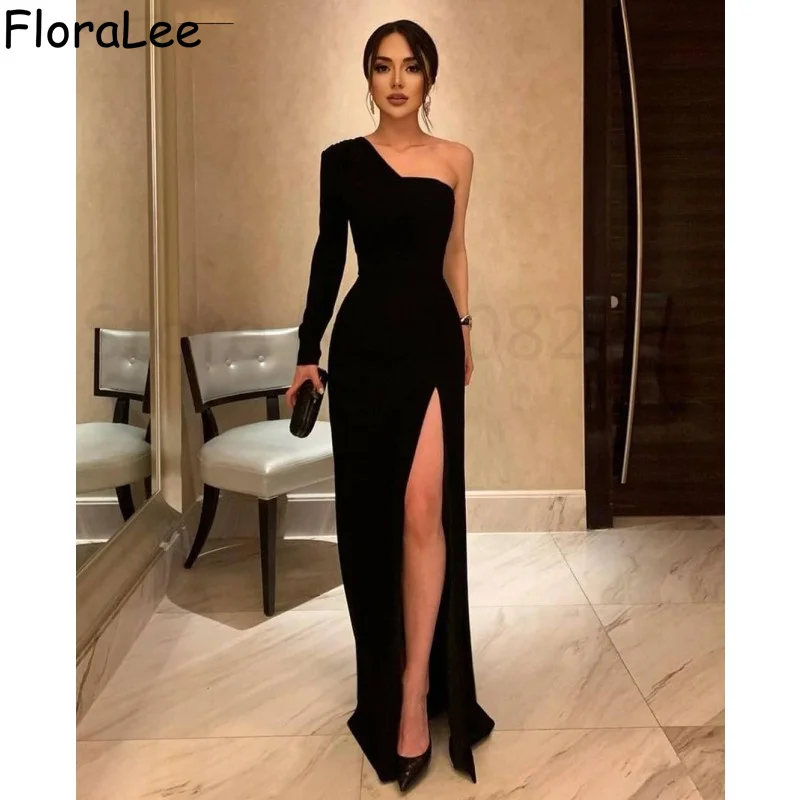 Black Evening Dresses One Shoulder Floor Length Side Slit Spandex Mermaid Evening Dresses With Zipper Back Event Dresses
Black Evening Dresses One Shoulder Floor Length Side Slit Spandex Mermaid Evening Dresses With Zipper Back Event Dresses