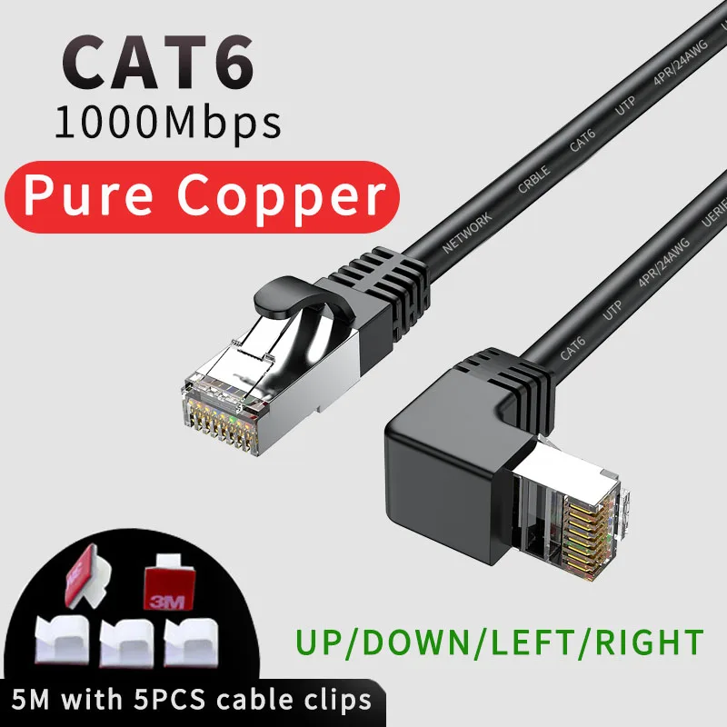 

Ethernet-кабель Cat6 RJ45, прямой угол, сетевой UTP-кабель, патч-корд 90 градусов, Cat6a Lan-кабели для ноутбука, маршрутизатора, ТВ-приставки, 3,3 фута